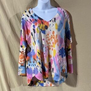 Nally & Millie Size PL Soft Abstract Print 3/4 Sleeve Tunic